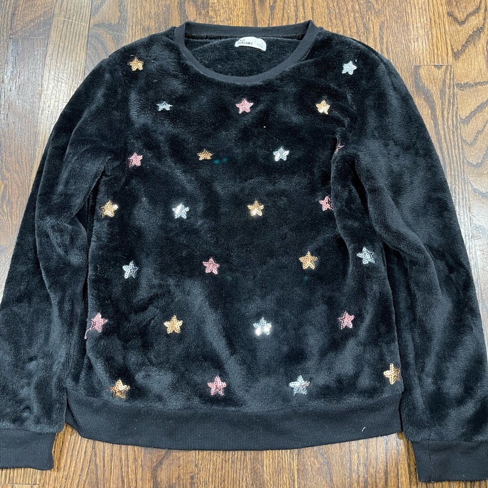 Epic Threads girls Black Sweater with Multicolor Stars size L